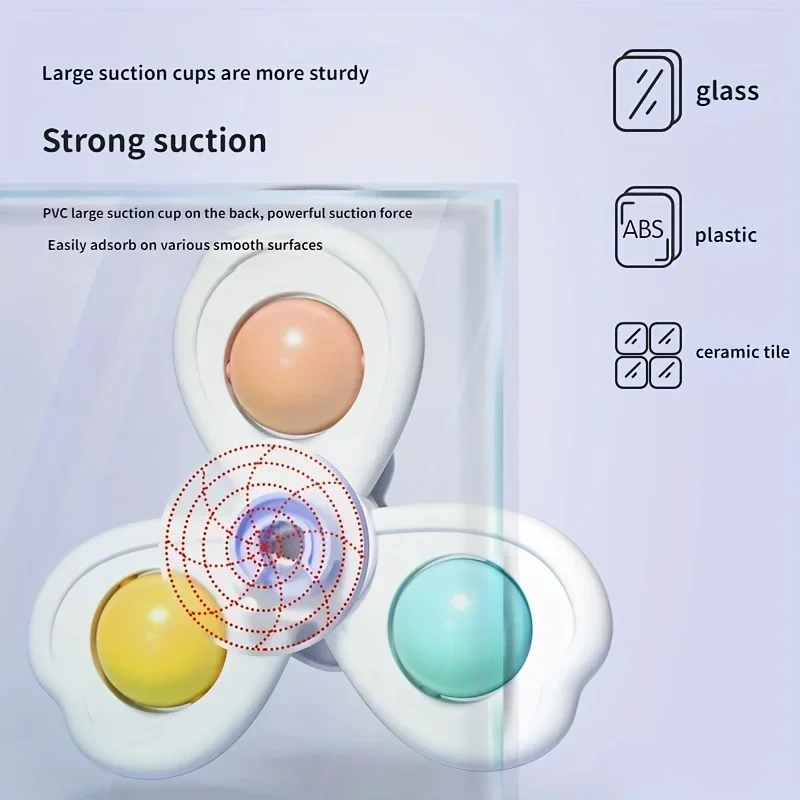 3PCS Suction Cup Spinner Toy Baby Bath Funny Game Educational Toys For Children Girls Boys Infant Sensory Stress Reliever Gift — view 5