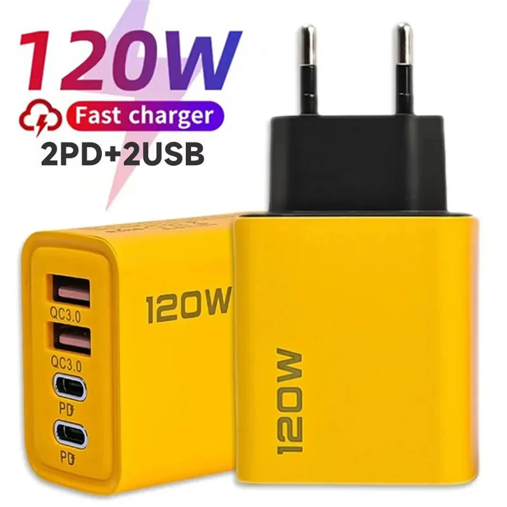 120W USB PD Charger Type C Fast Charging EU/US Plug Wall Charger For iPhone Samsung Xiaomi Quick Charge 3.0 Mobile Phone Adapter