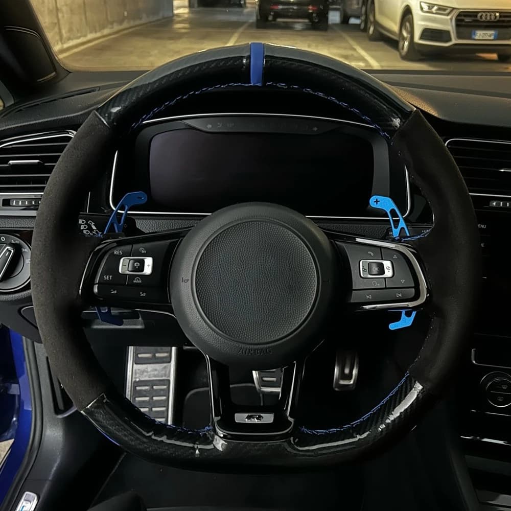 Car Steering Wheel Cover Black Genuine Leather Suede For Volkswagen VW Golf 7 GTI Golf R MK7 VW Polo GTI Scirocco 2015 2016