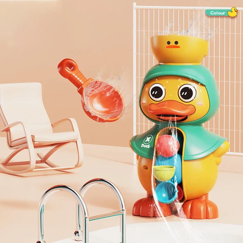 Kids Shower Bath Toys Cute Duck Bathtub Toys for Toddlers 1-4 Years Old with Rotating Water Wheels Bathroom Power Suction Water — view 4