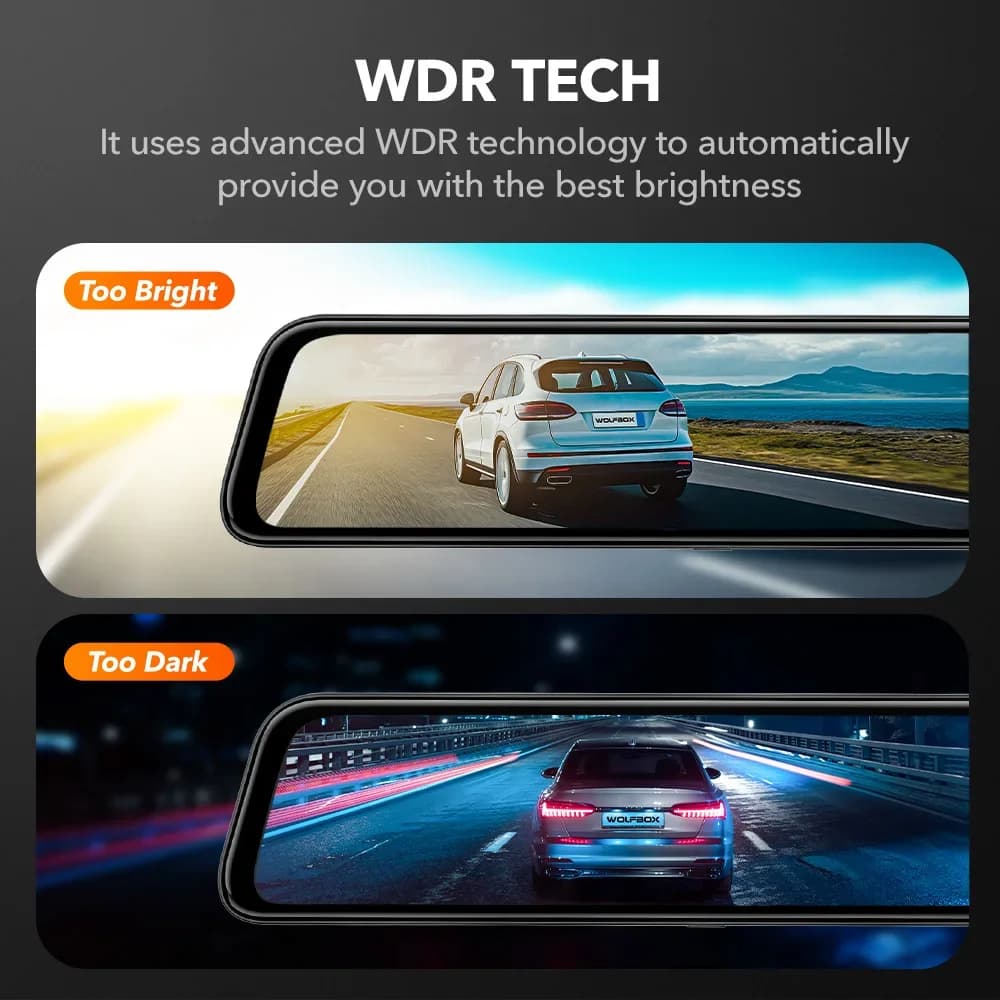 WOLFBOX G840S 12"IPS Dash Camera 4K Rearview Dash Cam GPS Video Recorder Night Vision HD Dual Cameras Car Dvr Parking Monitor — view 5