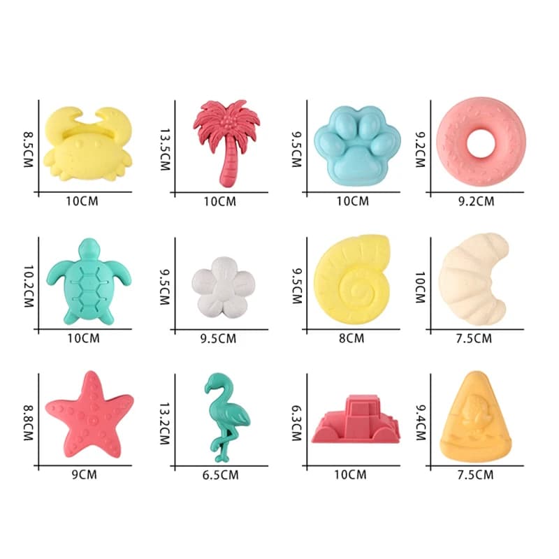Beach Toy Sand Mold Sand Printing Seaside Sand Digging Tool Accessories Wheat Straw Donut Engineering Vehicle 12-Piece Combinati — view 3