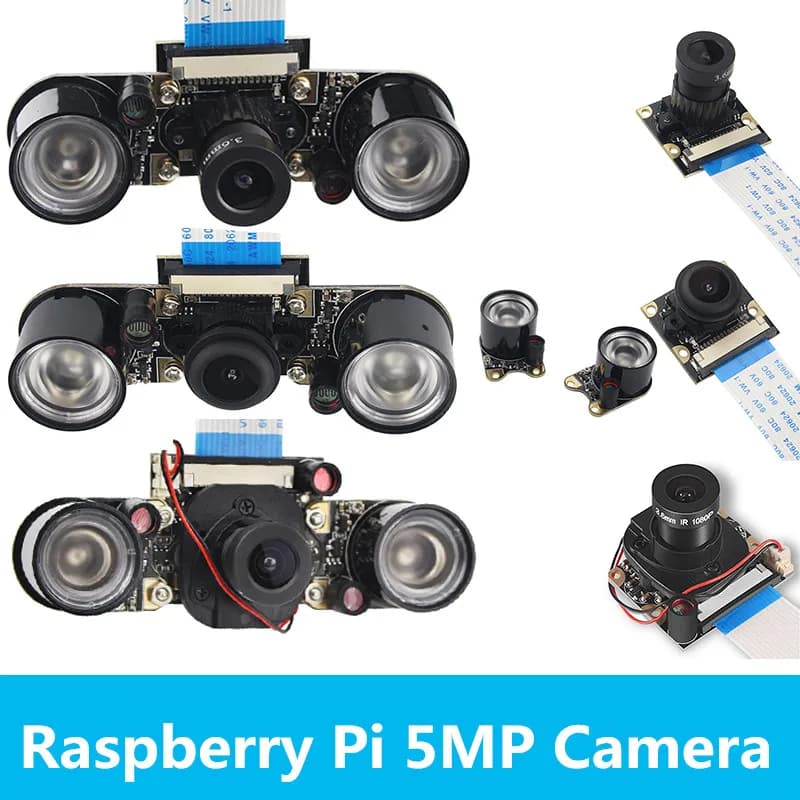 Raspberry Pi 4 Camera 5MP 1080P Night Vision Fisheye IR-CUT Camera Infrared Light OV5647 Webcam for Raspberry Pi 4B 3B+ 3B Zero