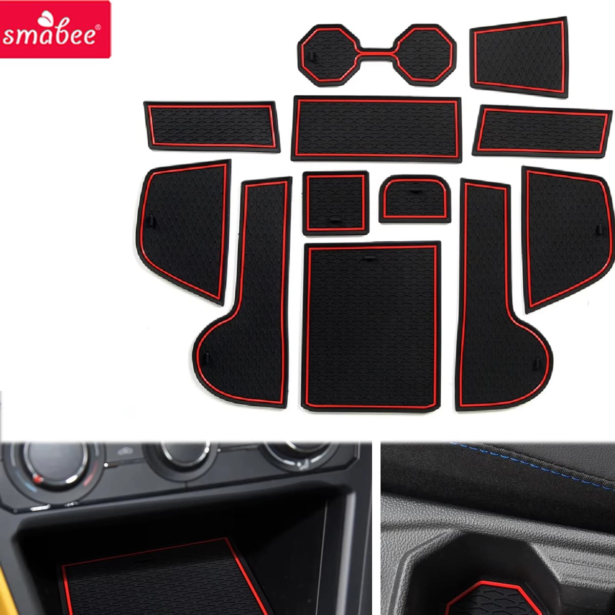 Smabee  for VW Volkswagen POLO MK6 AW 2018 - 2025 Anti-slip Gate Slot Mat Door Groove Cup Holder Pad Car  Interior Accessories
