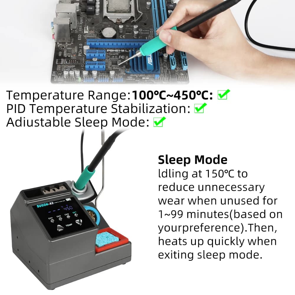SUGON-A9 Soldering Station Compatible Original Soldering Iron Tip 210/245/115 Handle Lead-free Electronic Welding Rework Station — view 4