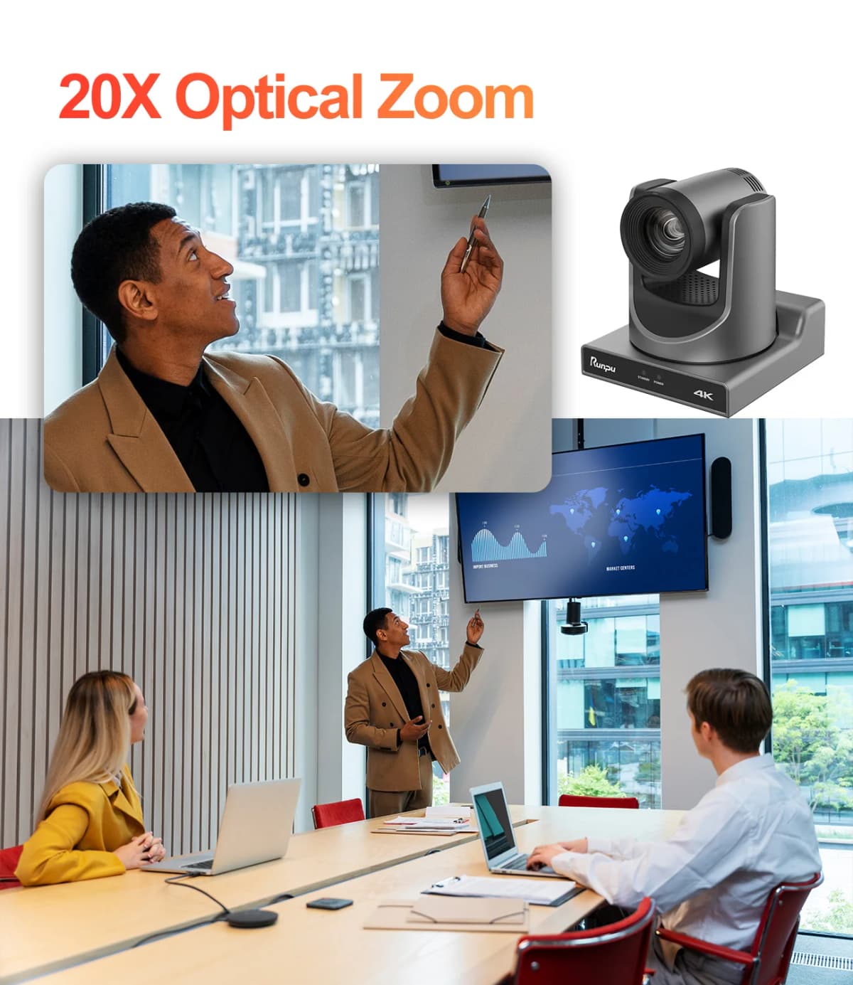 4k60fps NDI POE PTZ Camera 20X Zoom Live Streaming Camera and 1pc NDI PTZ Camera Controller for Video Conference 1-10pcs — view 4