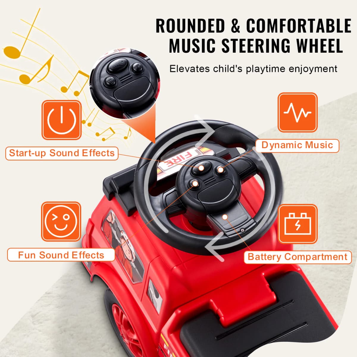 SucceBuy Ride On Push Car Kids Ride On Car with Music Steering Wheel & Under Seat Storage for Toddlers Ages 3-12 Ride Racer — view 4