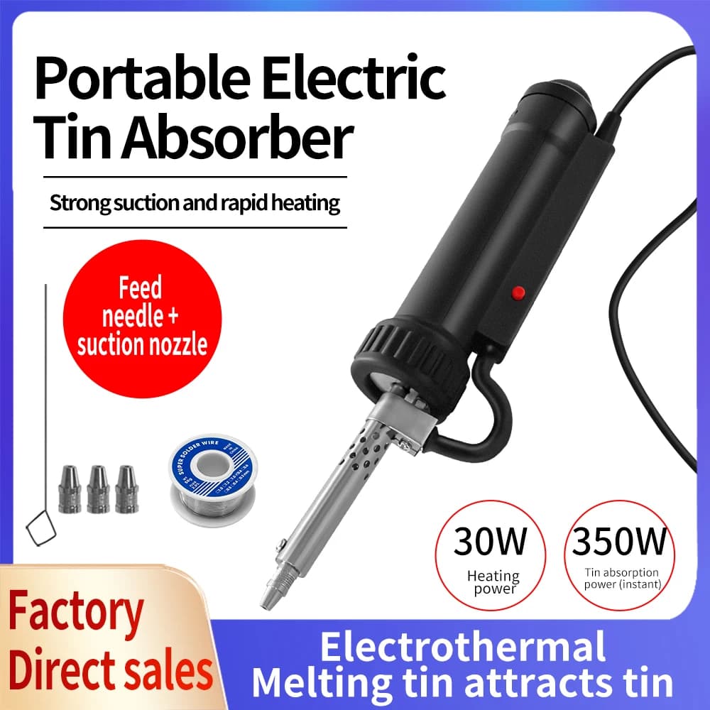 Portable Soldering Desoldering Suction with EU Plug Electric Tin Soldering Repair Tool Strong Suction for Circuit Board Assembly