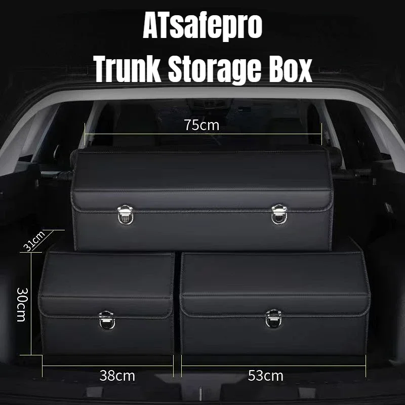 Car Trunk Organizer Organizers And Storage Suv Faux Leather Foldable Trunk Multi-Compartment Adjustable Auto Grocery Storage Box — view 2