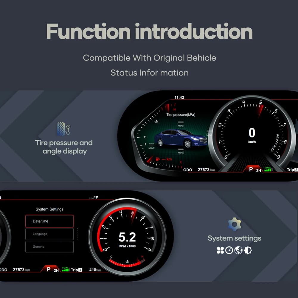 12.3 inch Prelingcar Digital Dashboard For Infiniti Q70 Car Lcd Panel Speedometer Virtual Cockpit — view 5