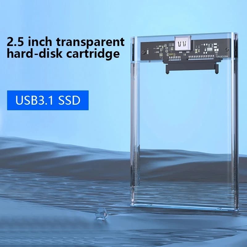 UTHAI TM05 Type-C Transparent Box HDD Enclosure 3.1 Notebook 2.5 Inch SSD Solid State Mechanical Mobile Hard Disk Box USB3.1 — view 3