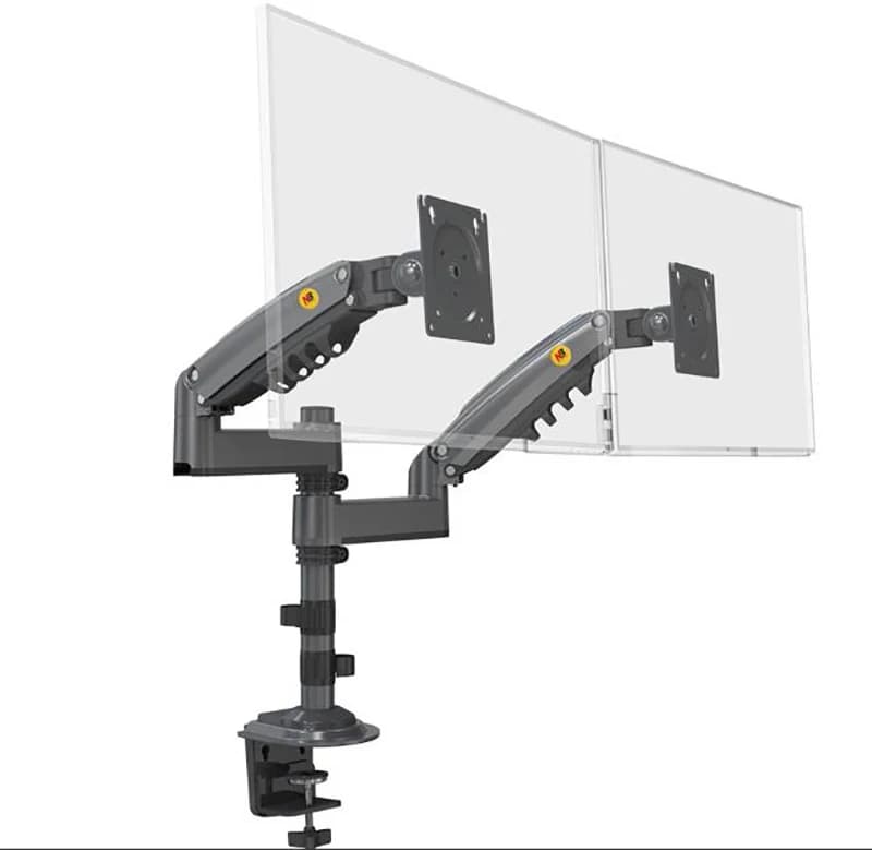 NB H180 Double Monitor Desk Holder Arm Gas Spring Full Motion 17'-27' LCD TV Mount Ergonomic Dual Arm Clamp Bracket 2-9kgs Each — view 3