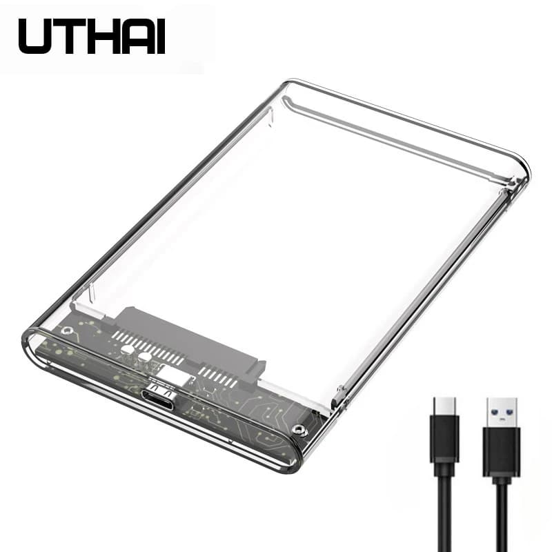 UTHAI TM05 Type-C Transparent Box HDD Enclosure 3.1 Notebook 2.5 Inch SSD Solid State Mechanical Mobile Hard Disk Box USB3.1 — view 6