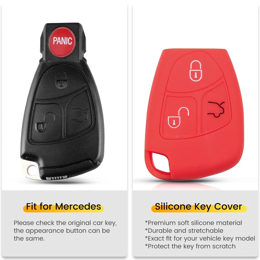 KEYYOU For Mercedes-Benz CL55 CL600 CL65 C230 C240 C280 C320 3 Button Silicone Remote Key Cover Protector Shell Case Fob — view 2