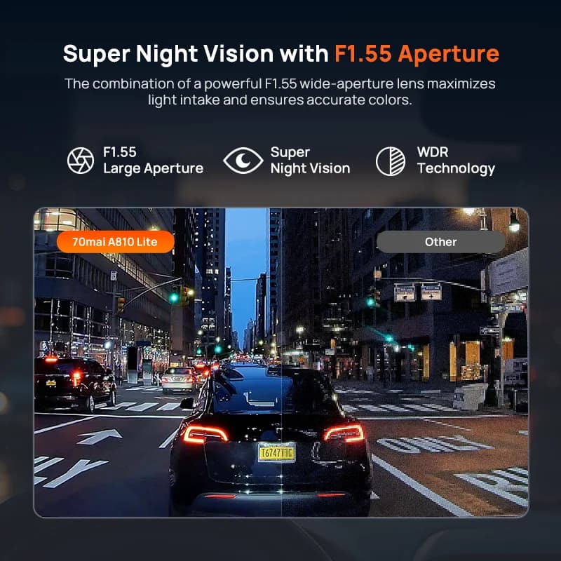 New 70mai Dash Cam 4K A810 Lite HDR Supercapacitor 4G Compatible Voice Control Wi-Fi 6 GPS Car DVR 70mai A810 Lite — view 3