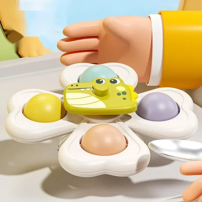 3PCS Suction Cup Spinner Toy Baby Bath Funny Game Educational Toys For Children Girls Boys Infant Sensory Stress Reliever Gift — view 2