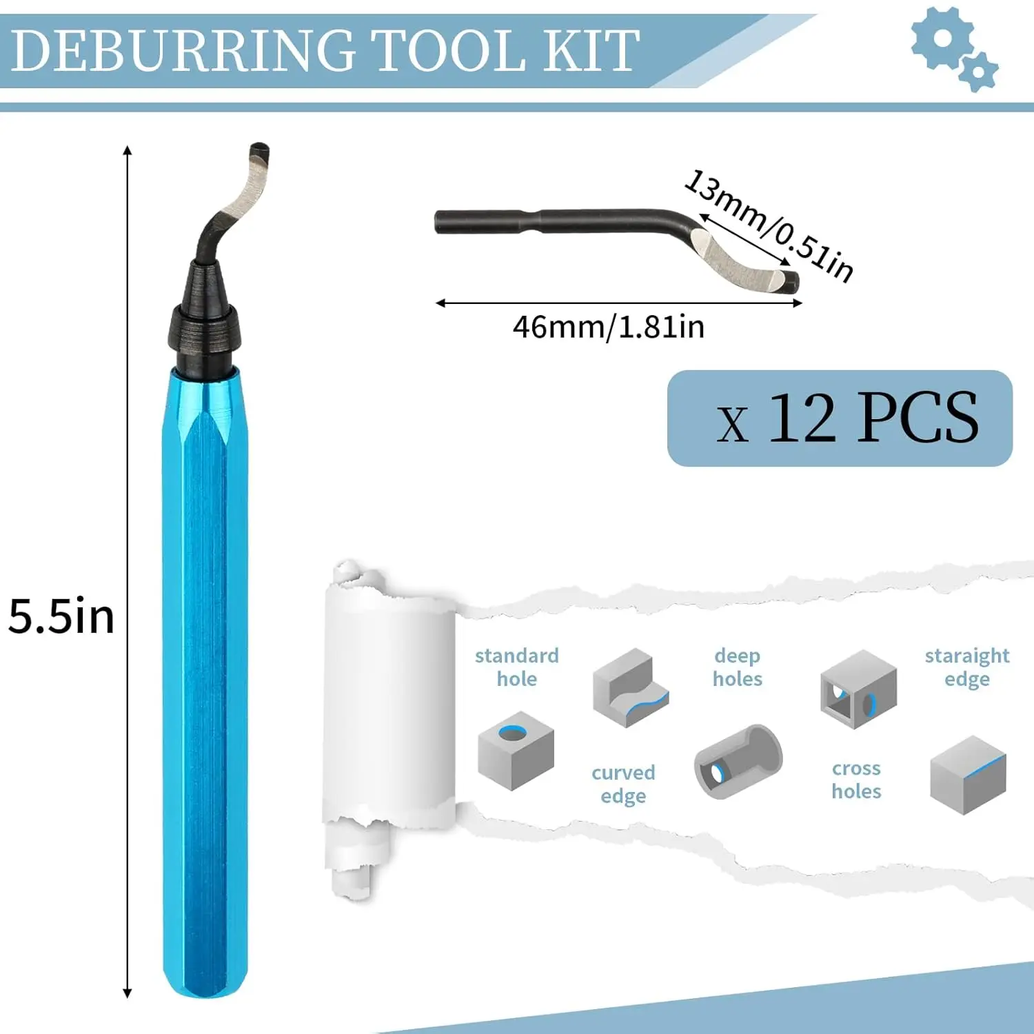 Deburring Tool with 12 High Speed Steel Blades, Deburring Tool 3D Printing, Deburring Tool for Metal,Plastic, 3D Printed Edges — view 2