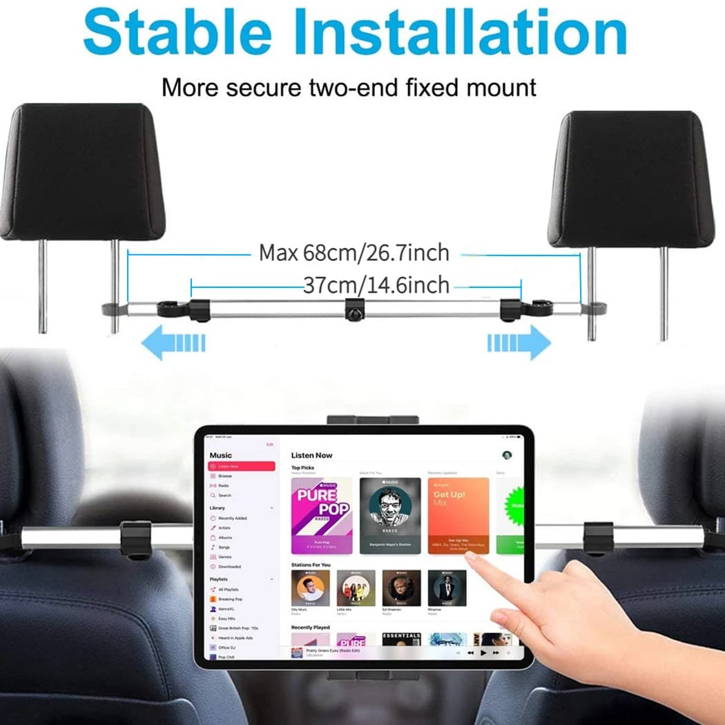 Kids Road Trip Phone Tablet Holder for Car Backseat Headrest Mount Fits 6-15" Devices for iPad Air Pro 13 Huawei Xiaomi Teclast — view 2