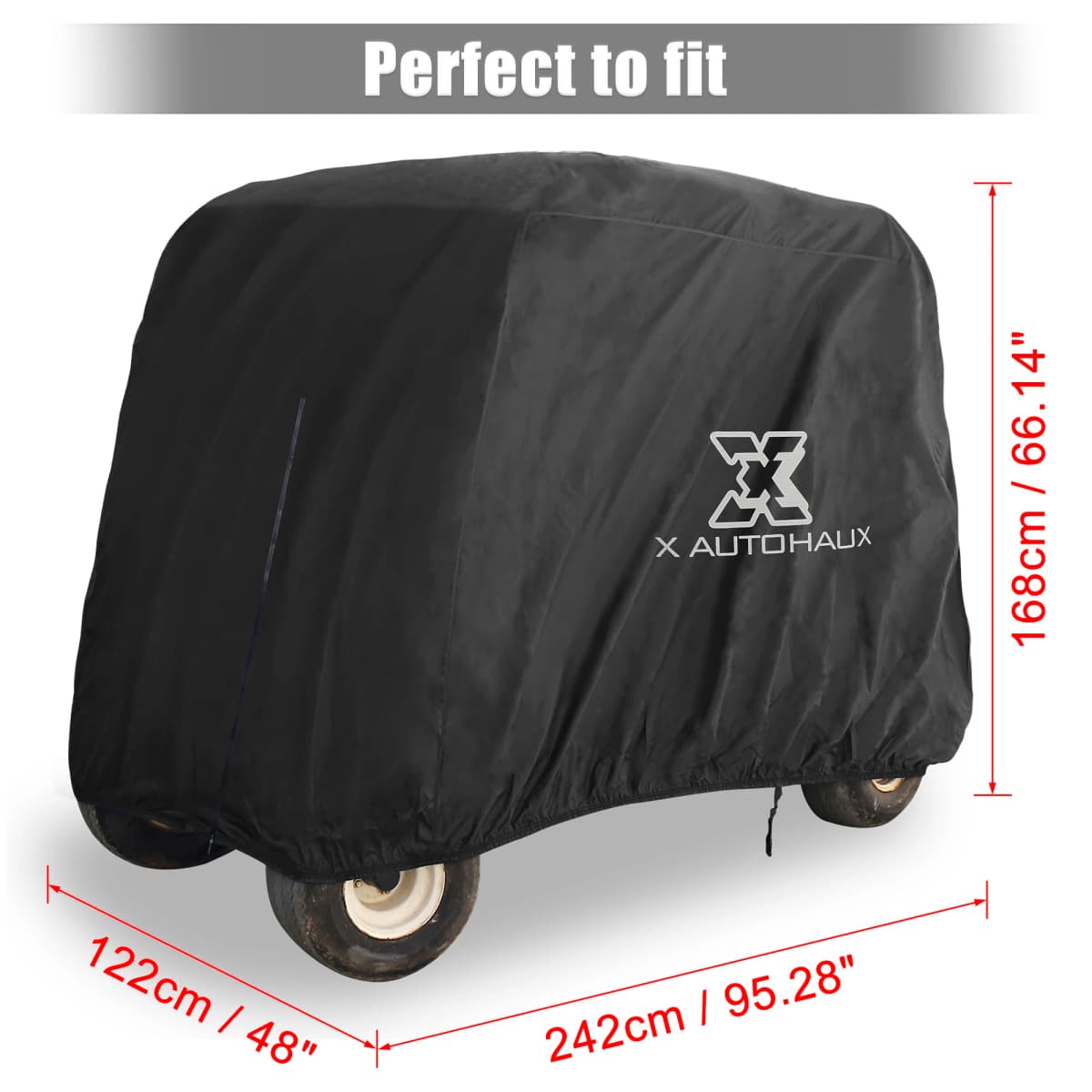 X Autohaux Waterproof Golf Cart Cover 400D Protective Outdoor Cover Sunproof Dustproof for 2 / 4 Passengers Golf Cart Accessory — view 5