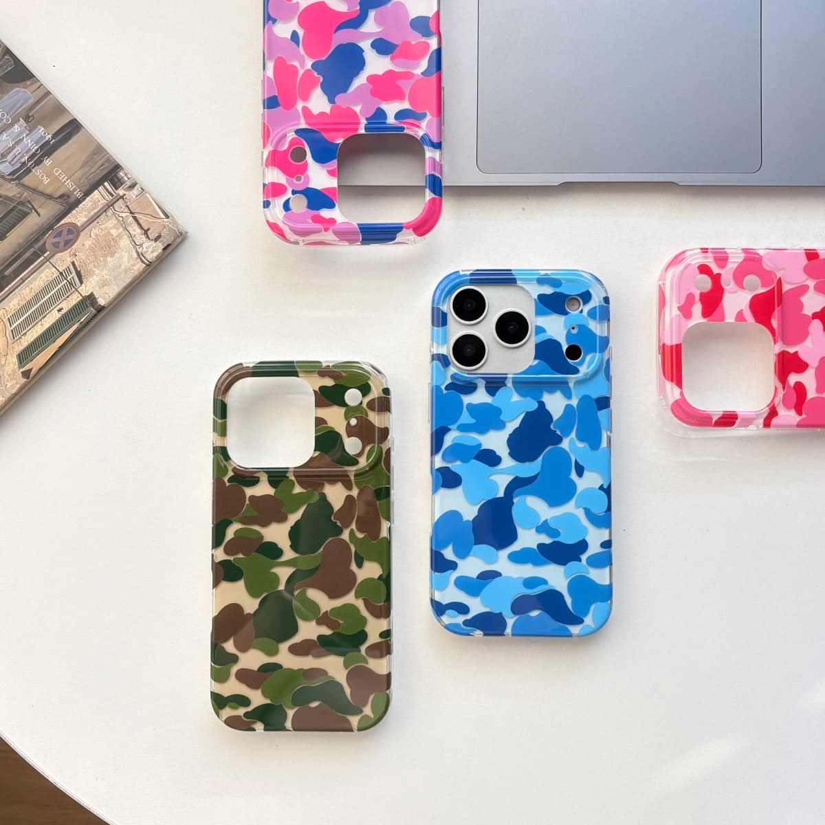 Fashionable Bright Four-Color Camouflage Pattern Glossy Protective Phone Case Suitable for iPhone 17 Pro 13 16 15 14 Pro Max — view 4