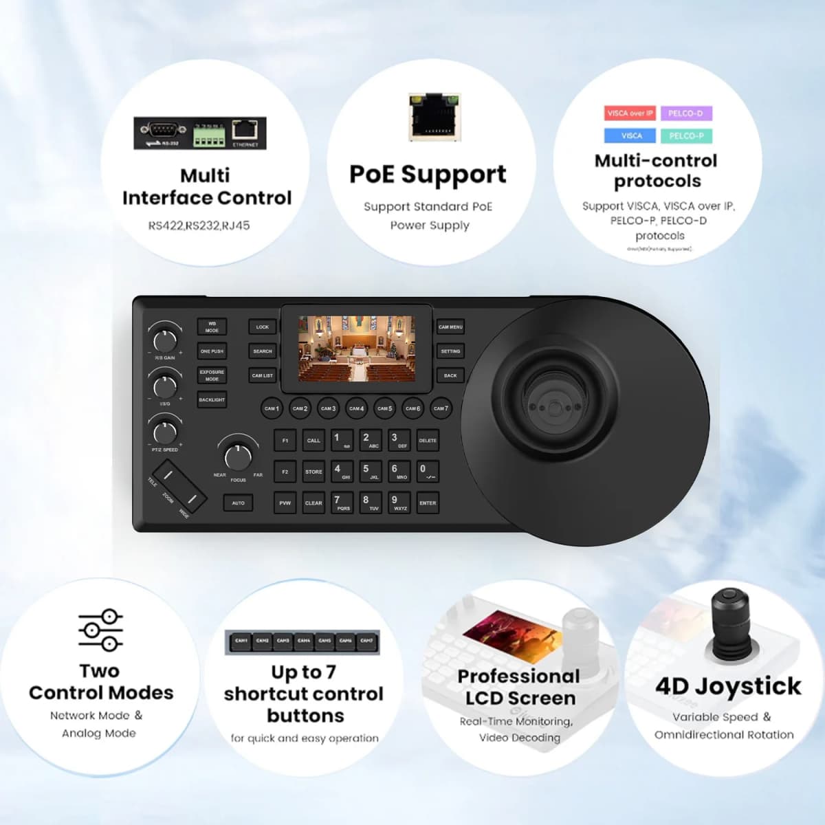 4k60fps NDI POE PTZ Camera 20X Zoom Live Streaming Camera and 1pc NDI PTZ Camera Controller for Video Conference 1-10pcs — view 5