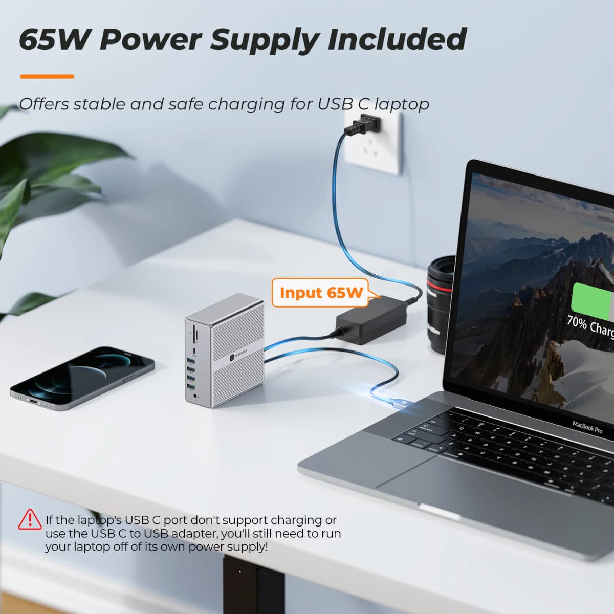 USB C Docking Station Dual Monitor 4K@60Hz Hub for M1/M2 Macbook pro air Thunderbolt 3 4 DELL Lenovo ASUS — view 5
