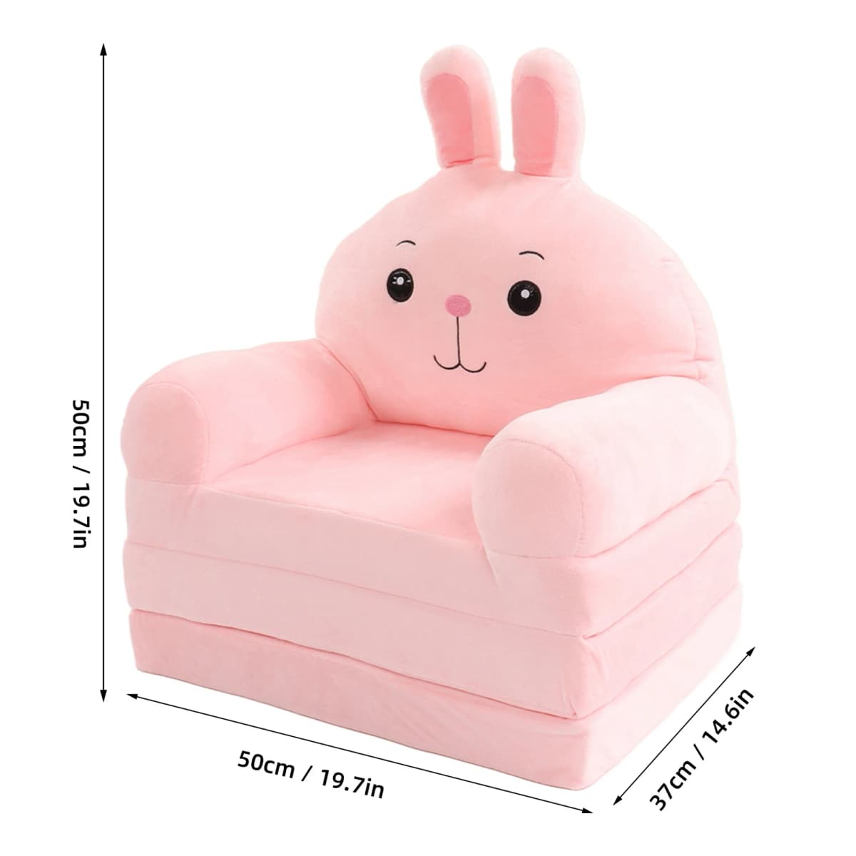 【Kid】Cartoon Foldable Kids Sofa Comfortable Cute Shape Washable Humanize Kids Foldable Sofa Bed Wide Armrest for Bedroom — view 4
