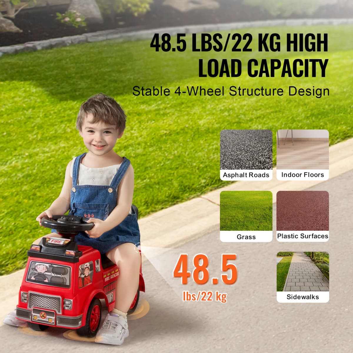 SucceBuy Ride On Push Car Kids Ride On Car with Music Steering Wheel & Under Seat Storage for Toddlers Ages 3-12 Ride Racer — view 3