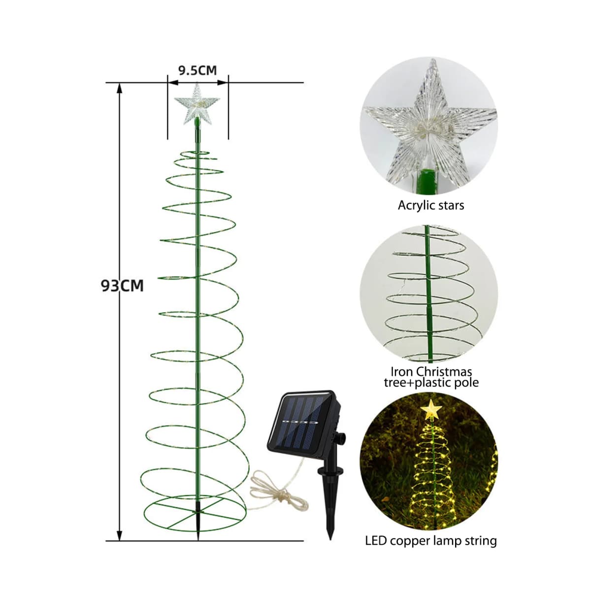 Solar Powered Xmas Tree Grass Stake Lights with Star Christmas Tree Lawn Stake Lamp Waterproof for Pathway Lawn Patio — view 6