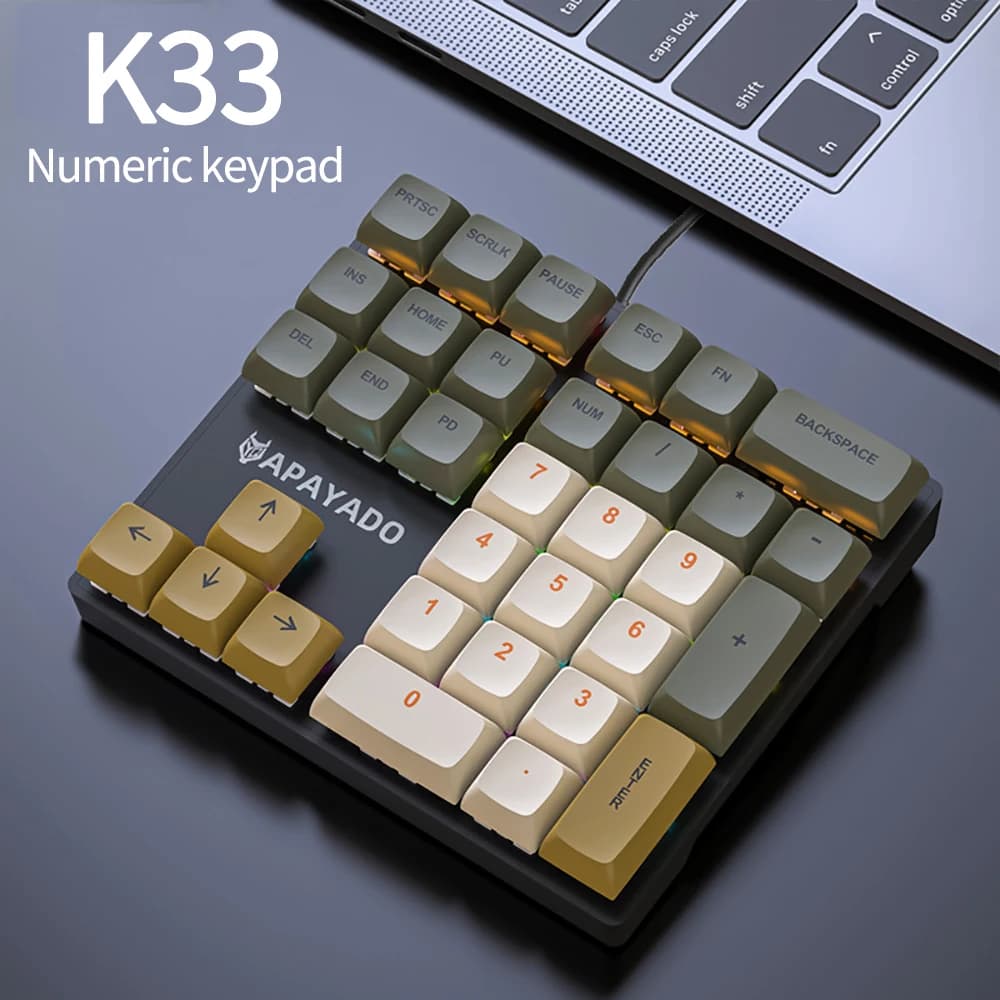 33 Key Wired Mechanical Numeric Keypad with Multicolor Lights Suitable for Finance Business Laptop Numeric Keyboard High Quality — view 2