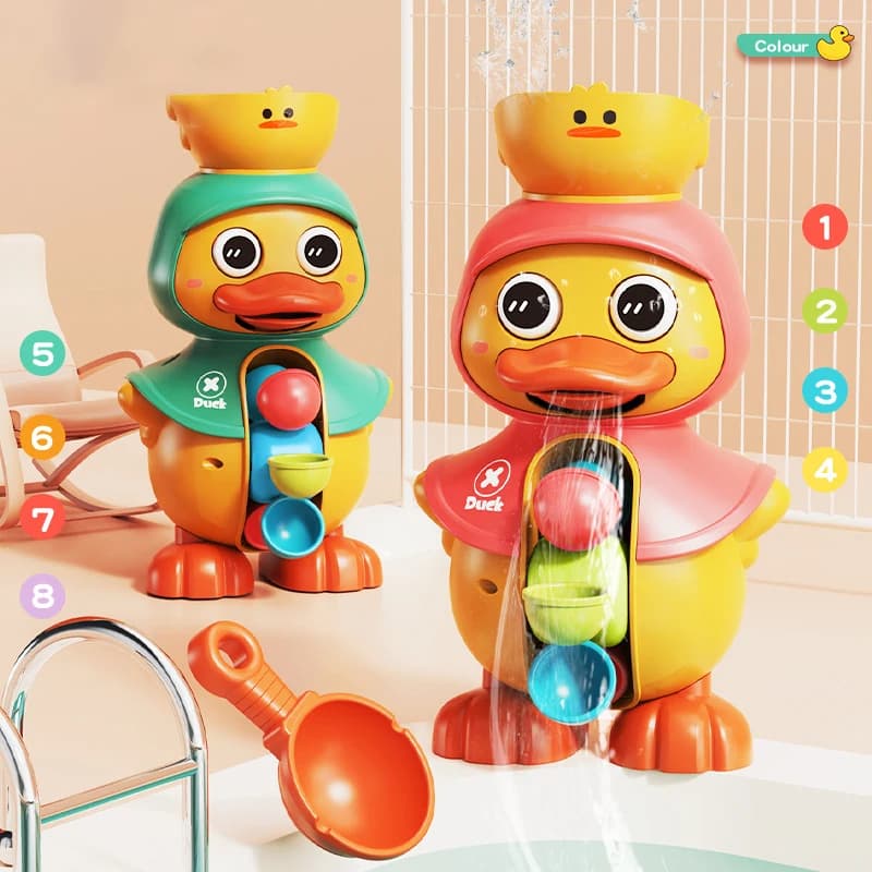 Kids Shower Bath Toys Cute Duck Bathtub Toys for Toddlers 1-4 Years Old with Rotating Water Wheels Bathroom Power Suction Water — view 2