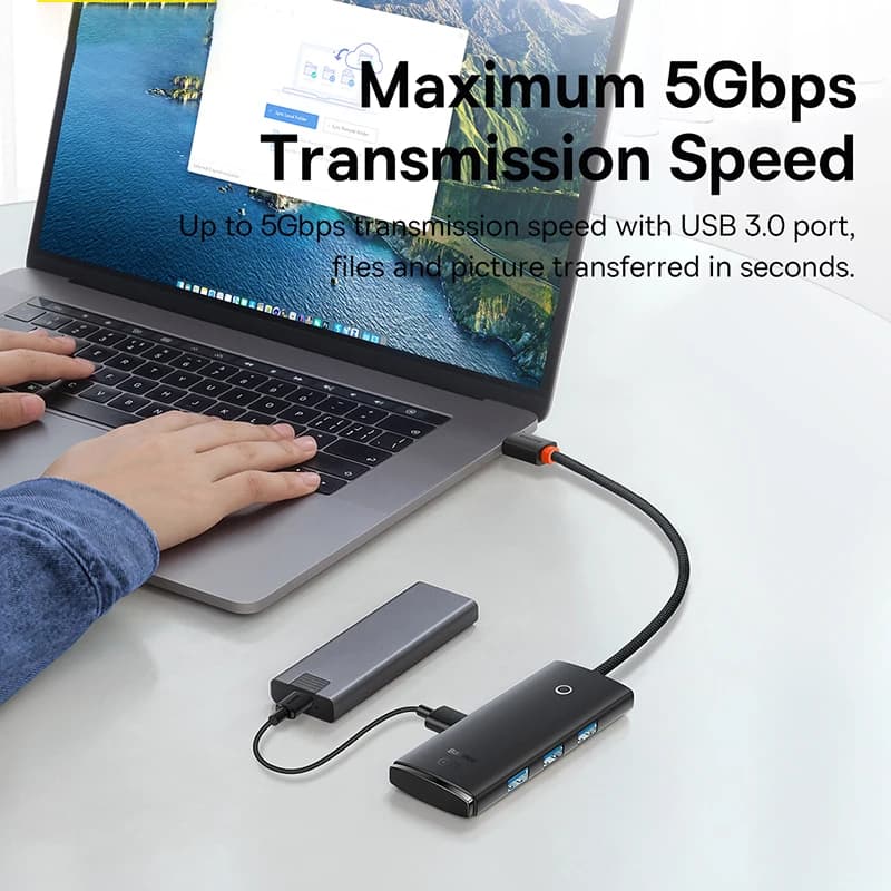 Baseus USB HUB 4 in 1 Expand Type C to Multi USB 3.0 Adapter for Computer Laptop Tablet Desktop PC Car Reader 5Gbps Splitter HUB — view 4