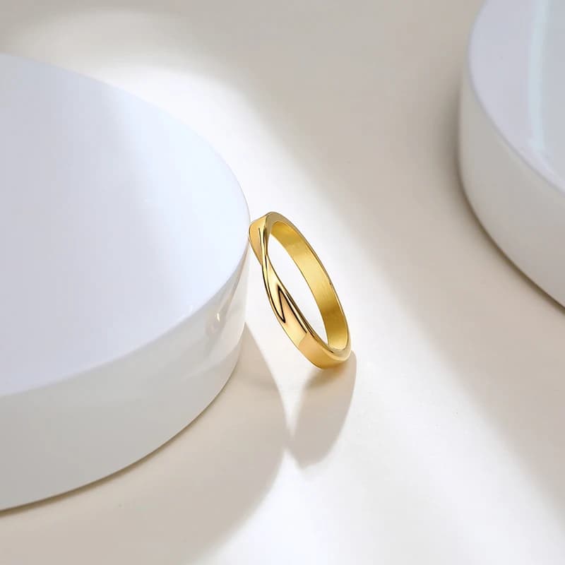 Thin 3mm Womem's Mobius Ring Charm Stainless Steel Twist Mobius Wedding Ring Infinite Love Gitfs — view 3