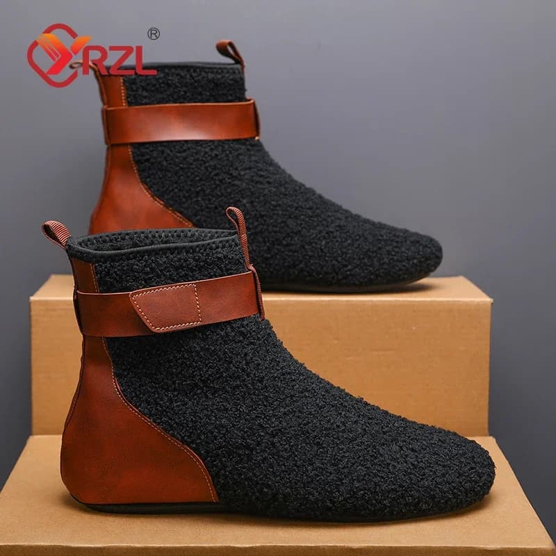 YRZL Men Shoes Winter Male Boots Men's Warm Slipper Flats Soft Non-slip Man Casual Shoes Comfortable Home Indoor Slippers Men