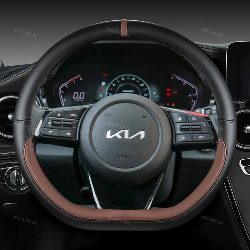Car Steering Wheel Cover 38cm 15" Leather For Kia Sportage Sid Rio 3 Soul Sportage Ceed Sorento Cerato K2 K3 K4 K5 KX3 KX5 2022 — view 4