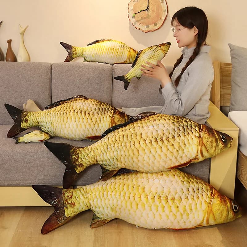 1pc 30-120cm 3D Simulation Gold Fish Plush Toys Stuffed Soft Animal Carp Plush Pillow Creative Sofa Pillow Cushion Gift Kids Toy — view 4