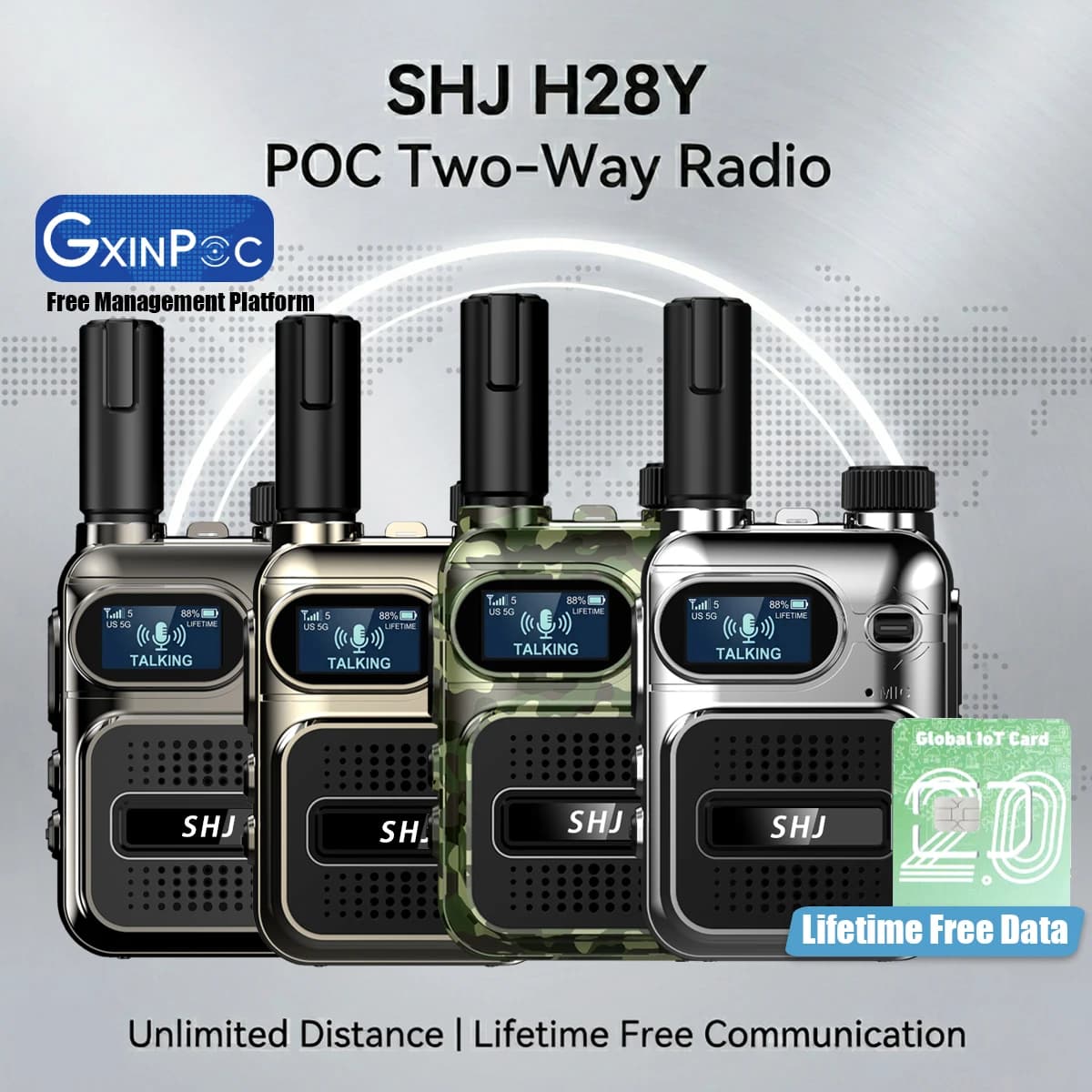 SHJ 4G PoC Radio with Lifetime Free Data & Lifetime Free Platform, Unlimited Range Walkie Talkie for Teams