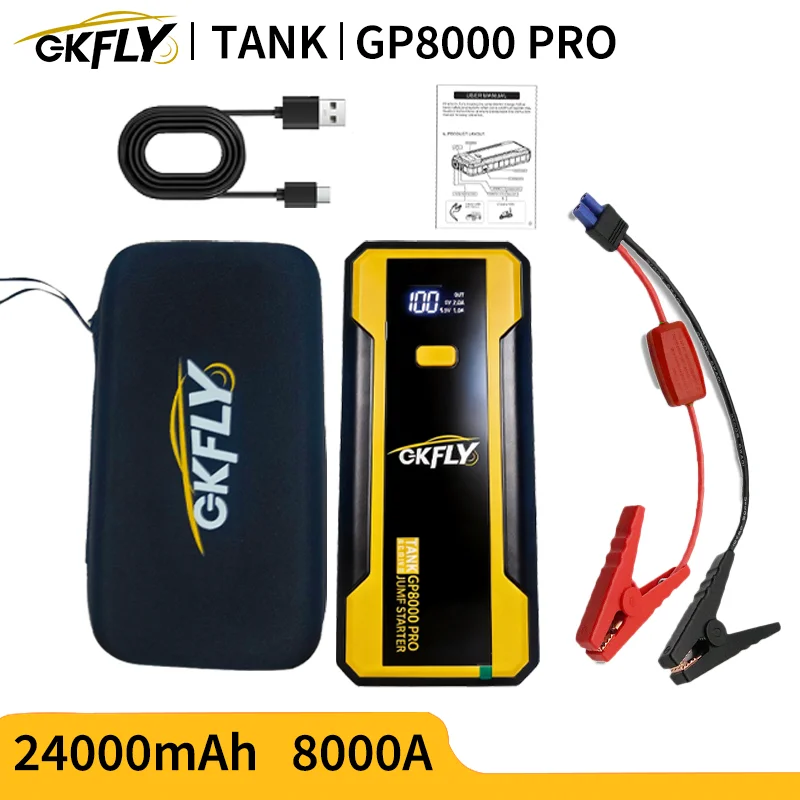 GKFLY 4000A 8000A Car Jump Starter Power Bank Battery Booster Charger 12V Starting Device Petrol Diesel Car Starter Buster