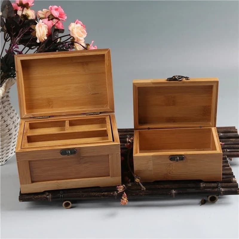 Bamboo Craft Princess Korean Bamboo Jewelry Box Wooden Jewelry Storage Box Small Collection Box Gift Box WF — view 3