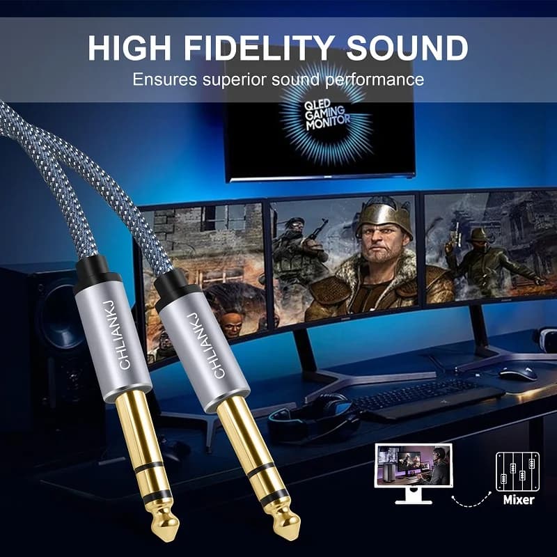 SHULIANCABLE 6.35mm Guitar Audio Cable, Nylon Braided 6.35mm to 6.35mm Jack Audio Cable for Electric Guitar, Keyboards, Etc — view 5