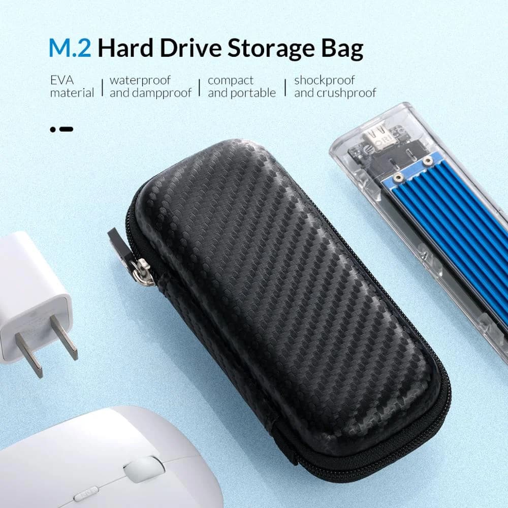 ORICO Eva Zipper Bag Mobile Phone Charger Protection Bag Hard Disk for External M.2 Hard Drive/Earphone/Data Line HDD Case Black — view 2