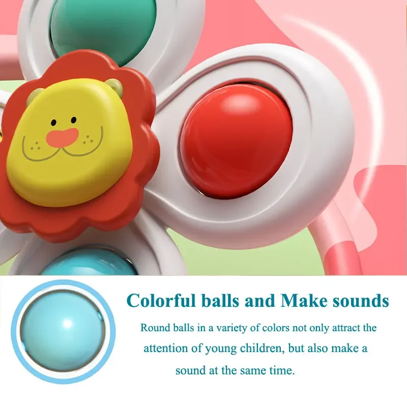 3PC Set Suction Cup Spinning Cartoon Animal Spinner Toys For Kids Window Baby High Chair Table Travel Bath Toy for Children Gift — view 4