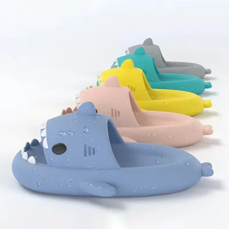 Summer Slippers Lovely Shark Slides Outdoor Women Shoes Flip Flops Men Couples Cartoon Eva Shoes Bathroom Non-Slip Sandals — view 2