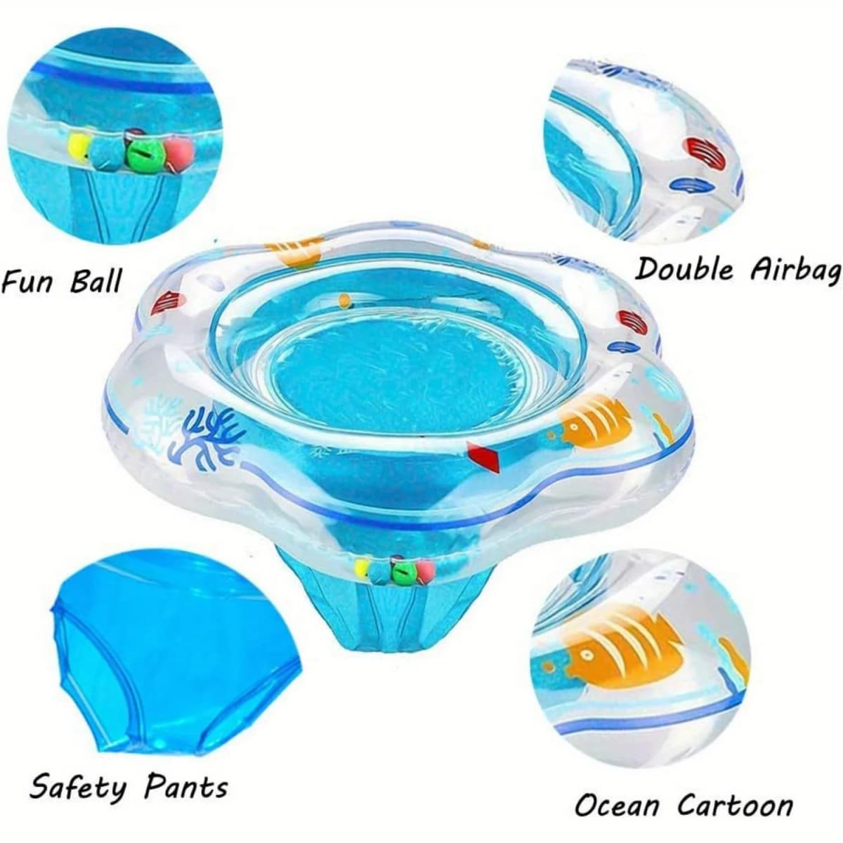 Baby Swimming Lifebuoy Baby Swimming Bath Swimming Training Environmental Safety Double Airbag Blue Swimming Ring — view 5