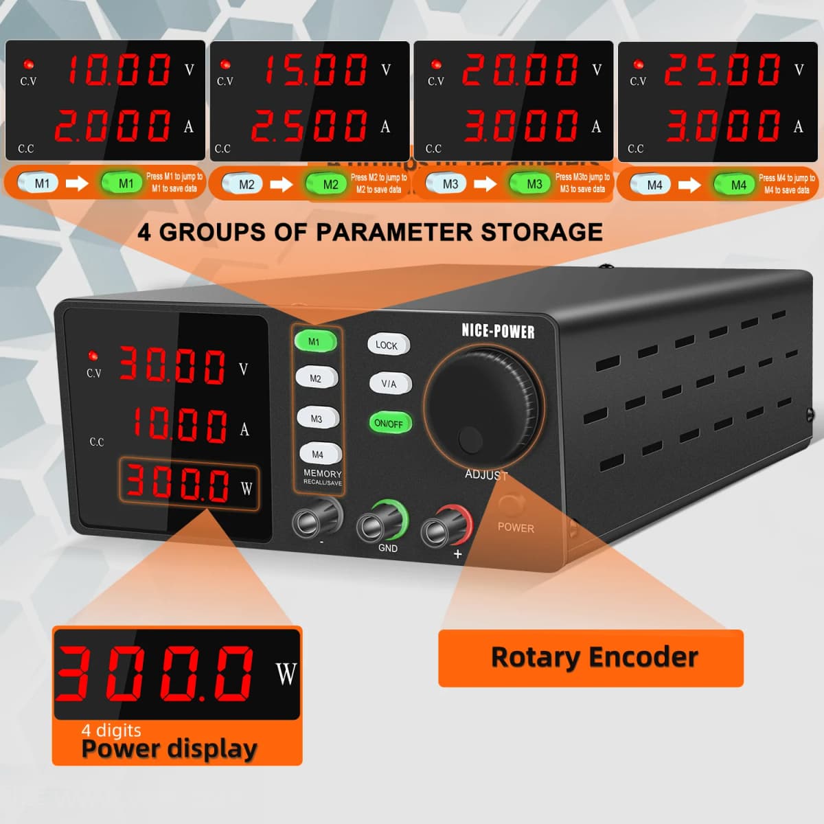NICE-POWER RS232 Programmable LAB Power Supply 200V 300V DC Adjustable Laboratory Maintenance Workbench 30V 10A Edit Stored Data — view 5