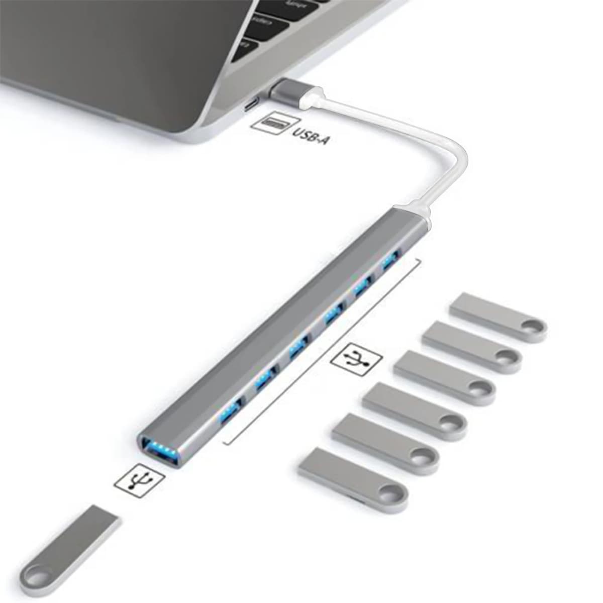 7 Ports USB HUB USB C USB 3.0 HUB 7-in-1 Type C Multi-port USB Splitter OTG Adapter USB Adapter for Macbook Pro Air PC Laptop — view 6
