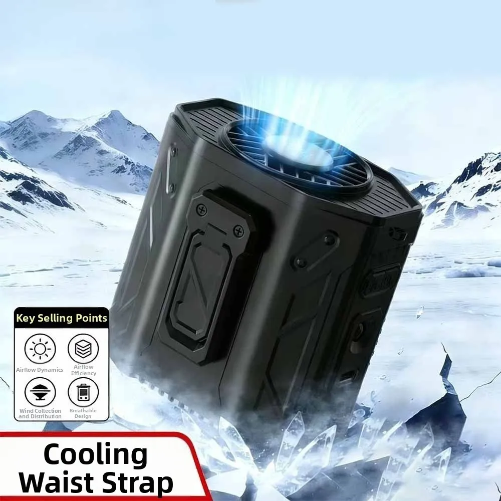 Rechargeable Waist Clip Fan 100 Gears Strong Cooling Wearable Belt Fan Long Battery High-Speed Hanging Neck Fan Outdoor Work 3