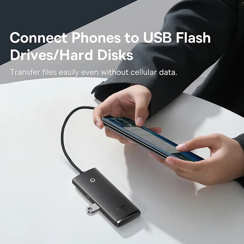 Baseus USB HUB 4 in 1 Expand Type C to Multi USB 3.0 Adapter for Computer Laptop Tablet Desktop PC Car Reader 5Gbps Splitter HUB — view 3
