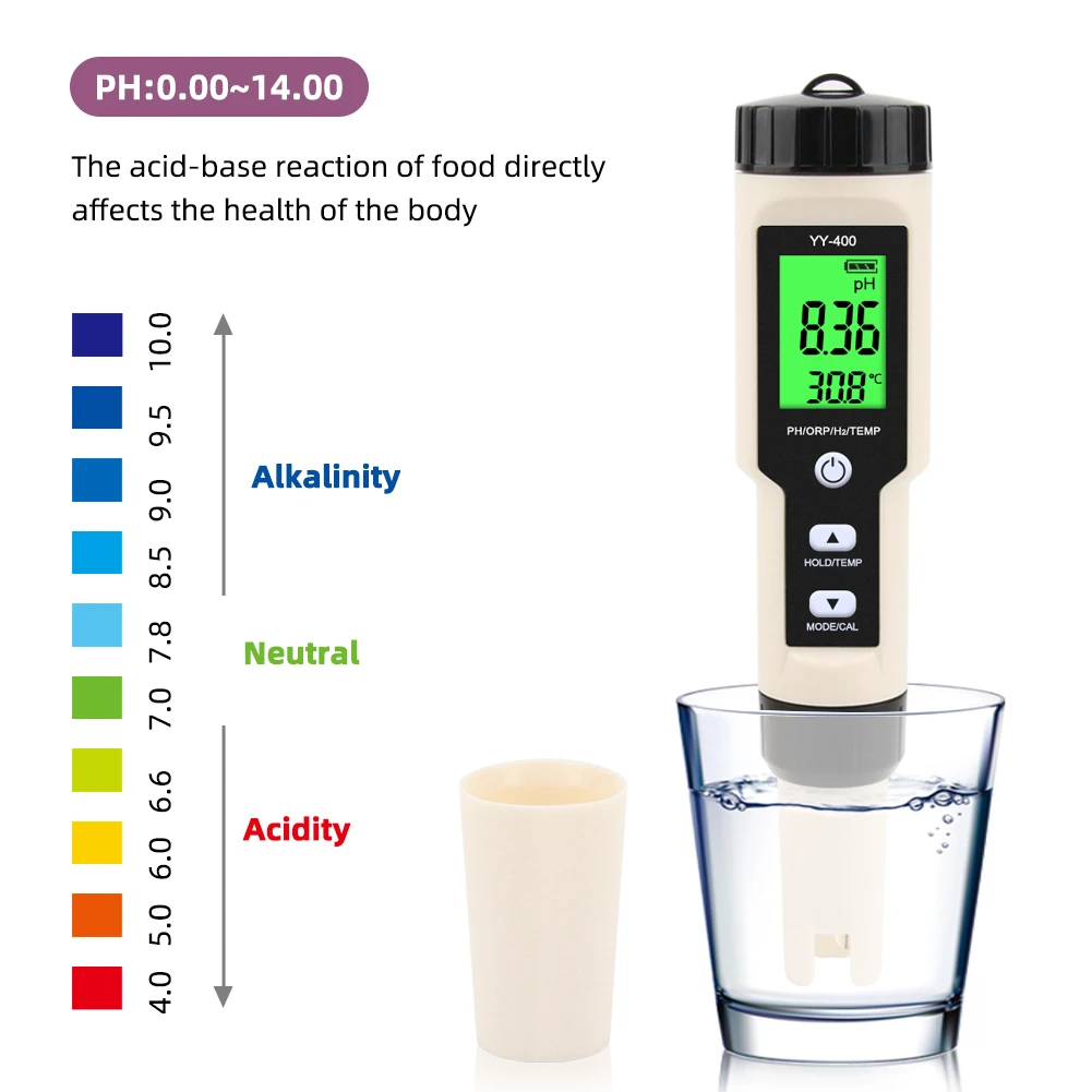 Yieryi Hydrogen Water Tester Monitor 4 in 1 H2 PH ORP TEMP Meter Reactive Oxygen Analyzer ATC 0-2400PPb for Aquariums Pools Spa — view 3
