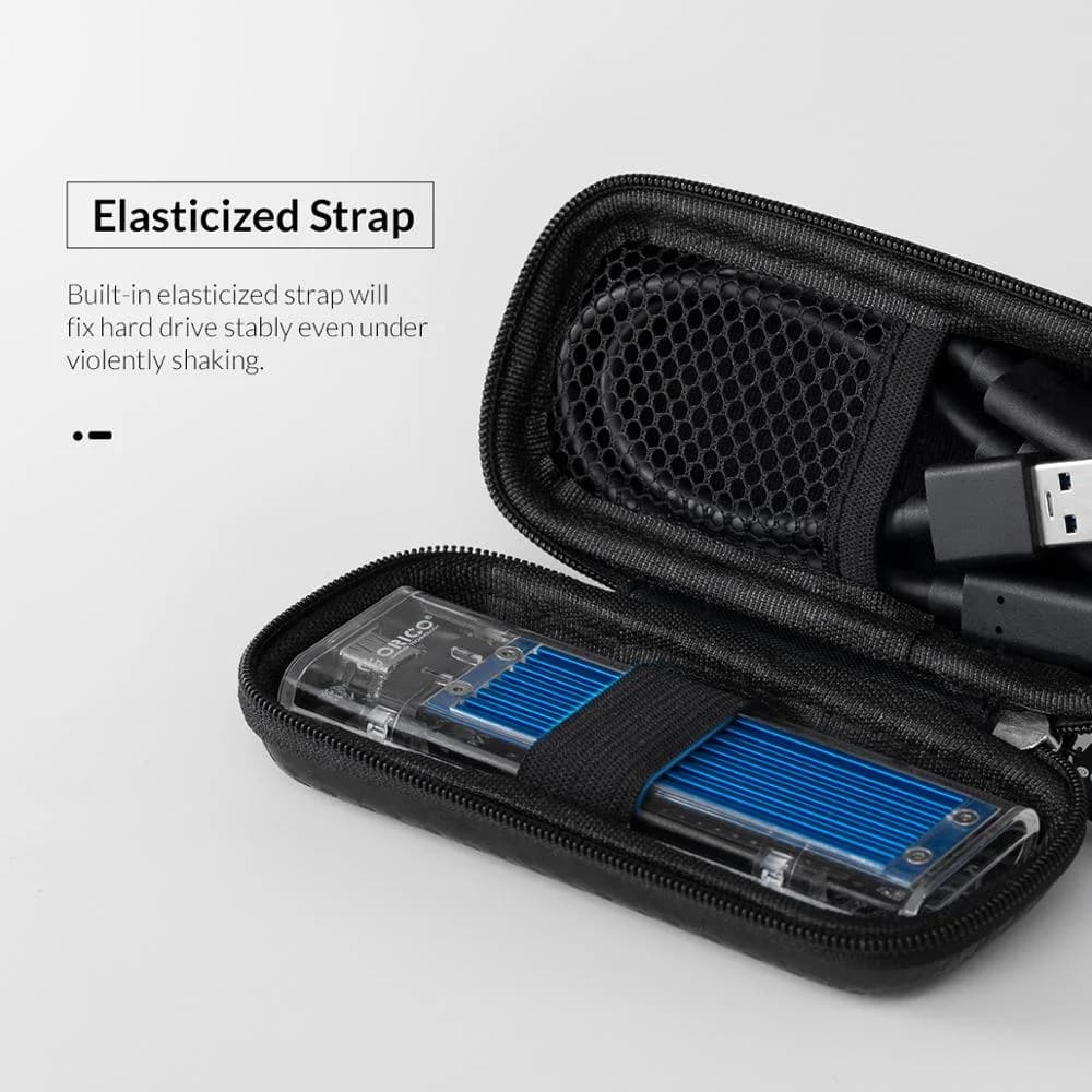 ORICO Eva Zipper Bag Mobile Phone Charger Protection Bag Hard Disk for External M.2 Hard Drive/Earphone/Data Line HDD Case Black — view 5